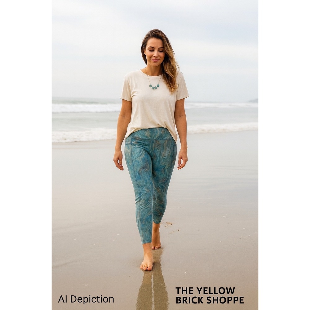 Evolution and Creation Blue Marble Print Leggings –‎ Size XL